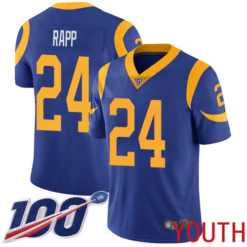 Los Angeles Rams Limited Royal Blue Youth Taylor Rapp Alternate Jersey NFL Football #24 100th Season Vapor Untouchable->los angeles rams->NFL Jersey